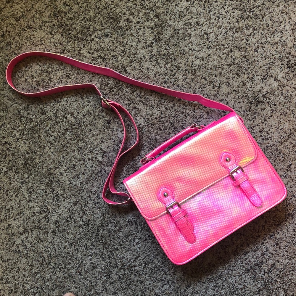 ASOS hot pink iridescent purse